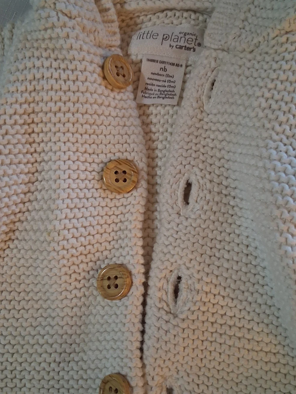 Carter's Cream Hooded Knit Sweater Newborn 260897